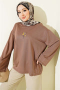 Flower Embroidered Loisha Blouse Chestnut