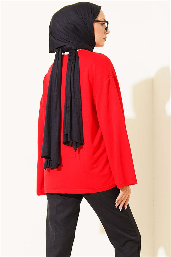 Floral Embroidered Loisha Blouse, Red