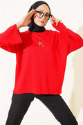 Floral Embroidered Loisha Blouse, Red