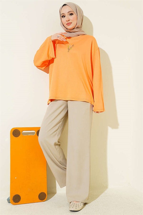 Floral Embroidered Loisha Blouse Orange