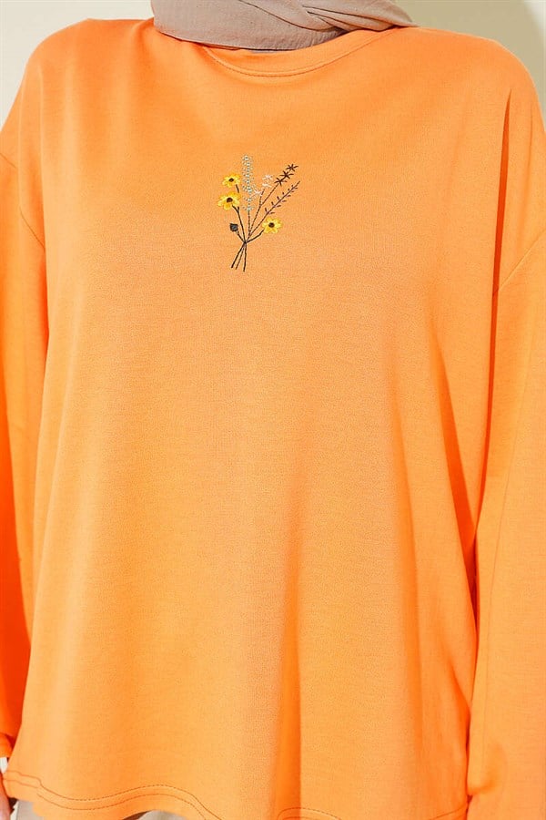 Floral Embroidered Loisha Blouse Orange