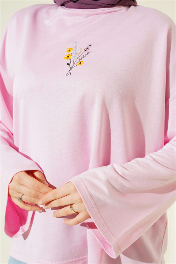 Floral Embroidered Loisha Blouse Pink