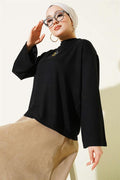Flower Embroidered Loisha Blouse, Black