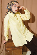 Floral Embossed Basic Shirt Yellow