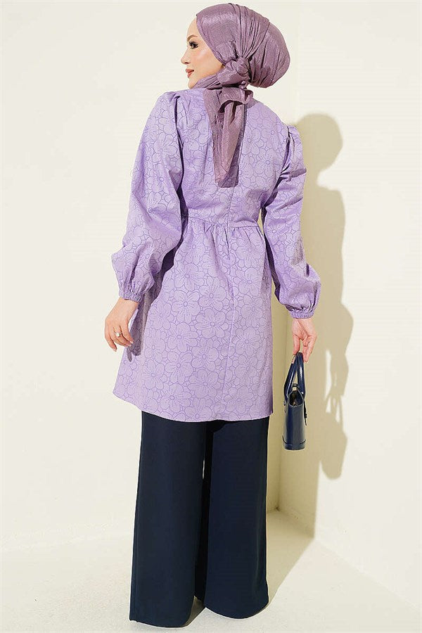 Floral Embossed Tunic Lilac