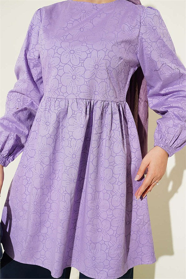 Floral Embossed Tunic Lilac