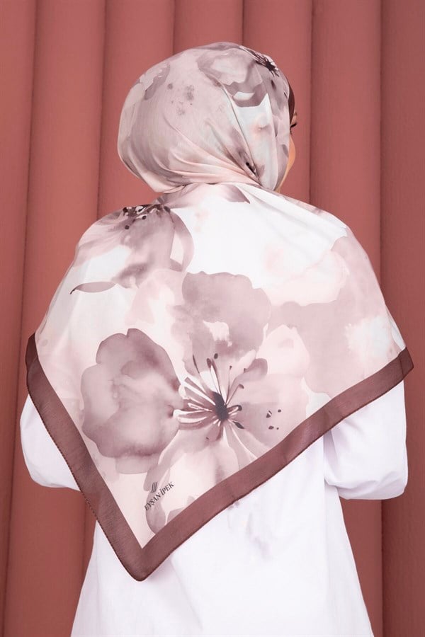 Flower Motif Scarf Series Coffee