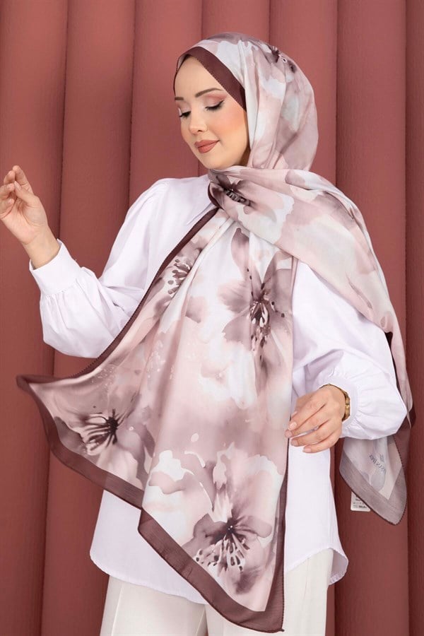 Flower Motif Scarf Series Coffee