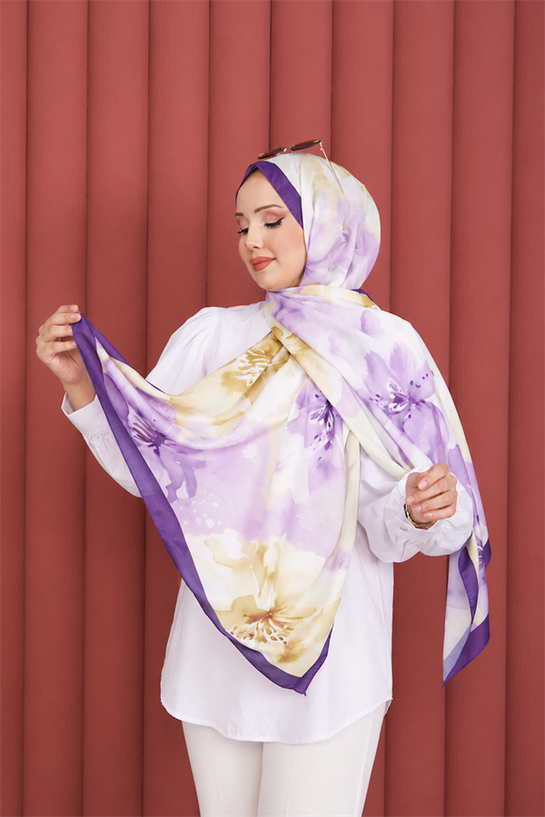 Flower Motif Shawl Series, Plum