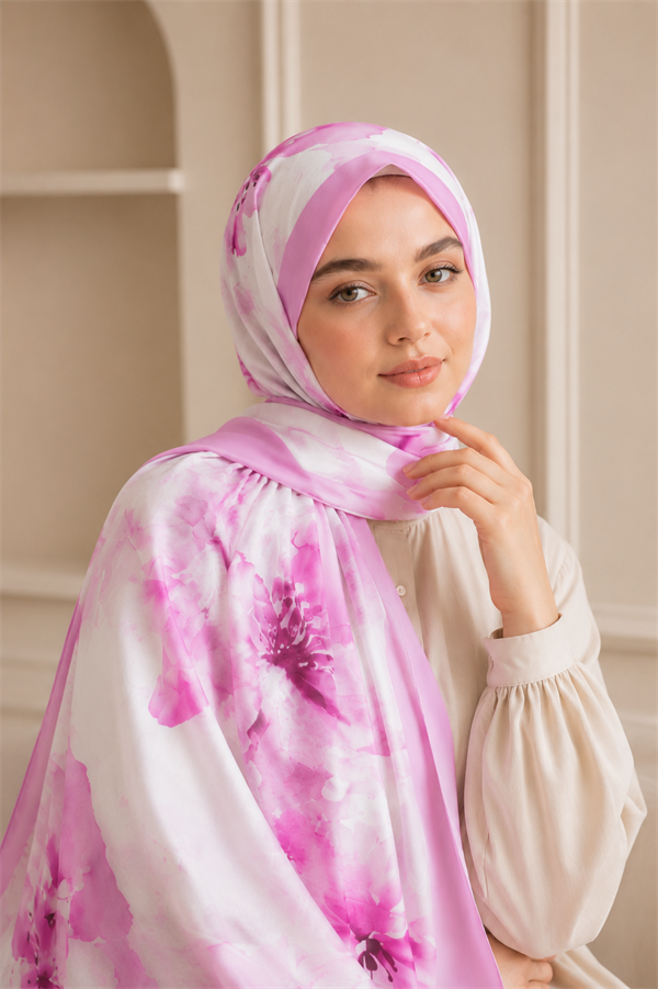 Floral Motif Scarf Series Pink