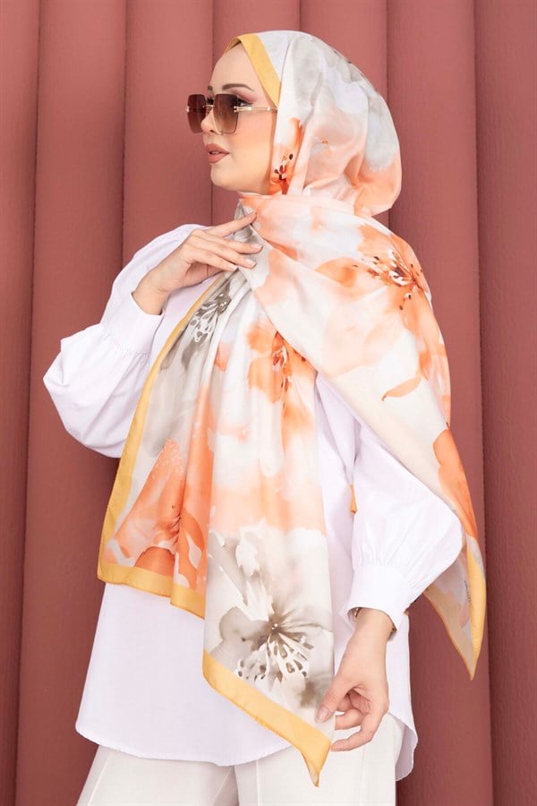Floral Motif Scarf Series Orange