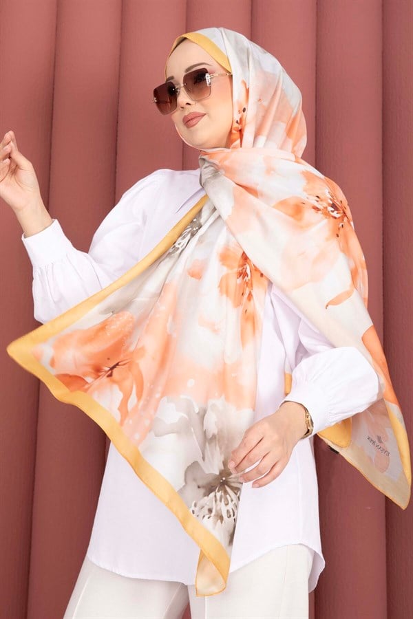 Floral Motif Scarf Series Orange