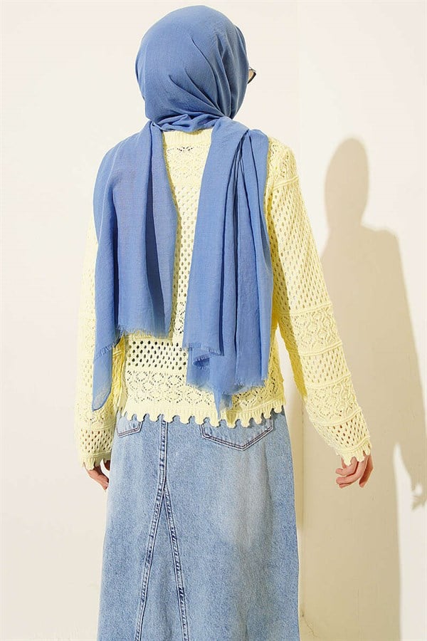 Floral Embroidery Openwork Short Knit Cardigan Yellow