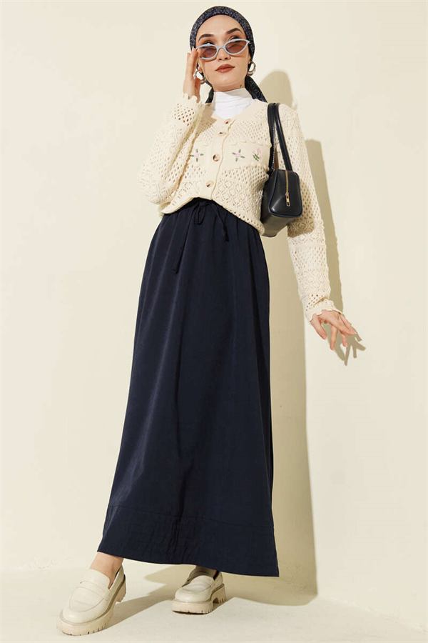 Floral Embroidered Openwork Short Knit Cardigan with Stones