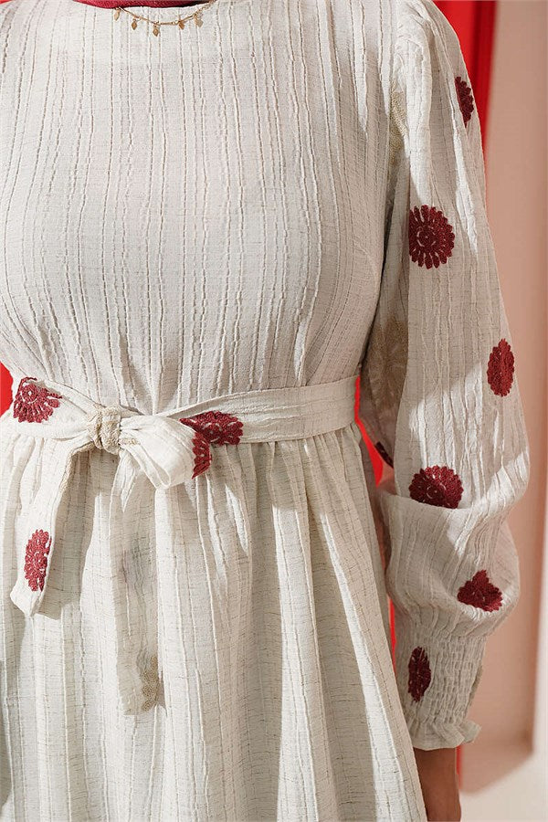 Rose Pink Dress with Floral Embroidery Detail