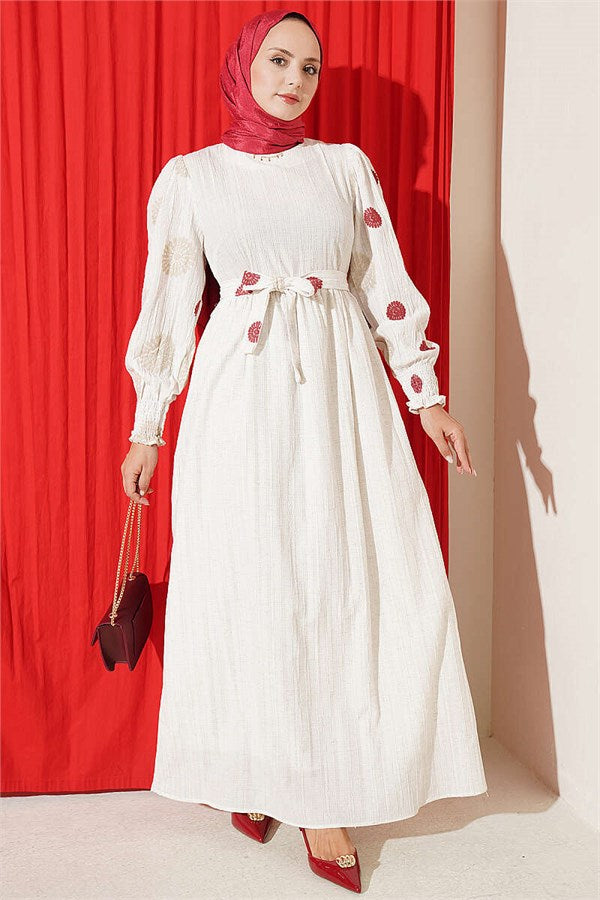 Rose Pink Dress with Floral Embroidery Detail