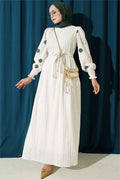 Floral Embroidered Dress, Khaki