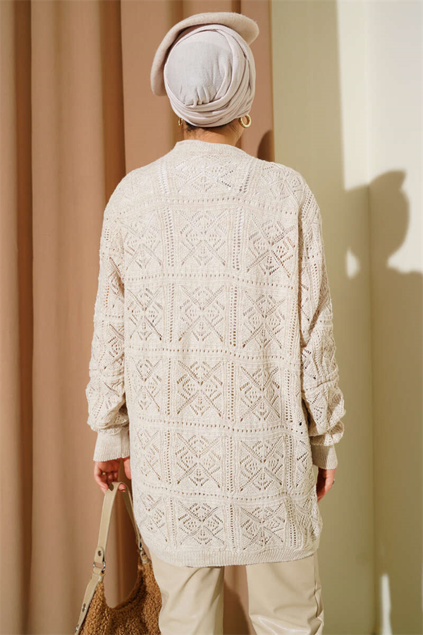 Flower Embroidered Knitted Cardigan with Stones