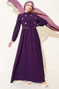 Purple Dress with Floral Embroidered Cape