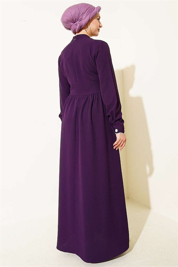 Purple Dress with Floral Embroidered Cape