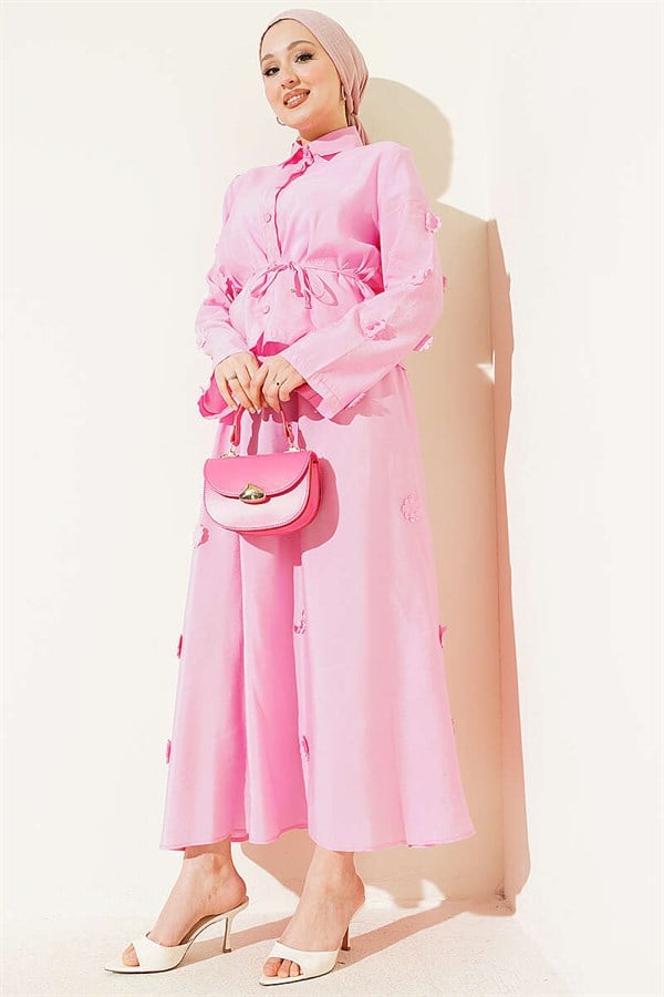 Pink 2 Piece Set with Floral Skirt