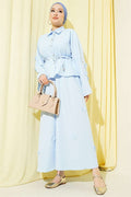 2 Piece Set with Floral Embellishment and Lace-Up Skirt, Blue