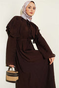 Floral Peter Pan Collar Belted Dress, Coffee