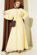 Yellow Floral Peter Pan Collar Belted Dress