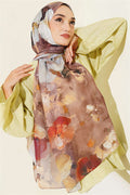 Floral Digital Pattern Scarf Coffee