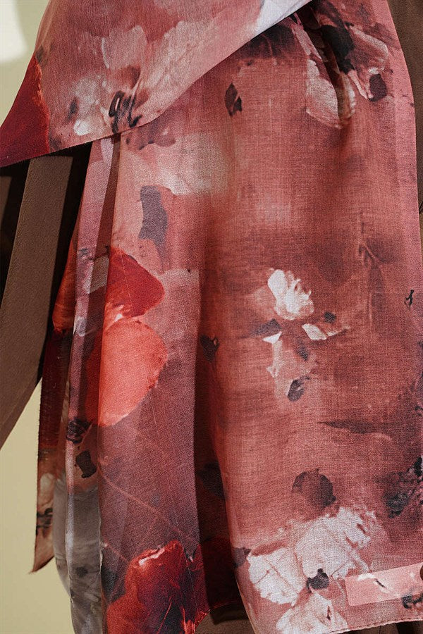 Floral Digital Pattern Scarf, Tile Color