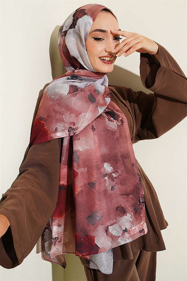 Floral Digital Pattern Scarf, Tile Color
