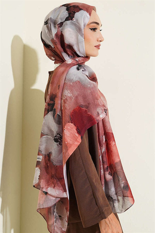 Floral Digital Pattern Scarf, Tile Color