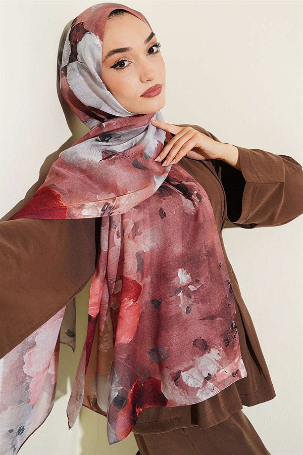Floral Digital Pattern Scarf, Tile Color