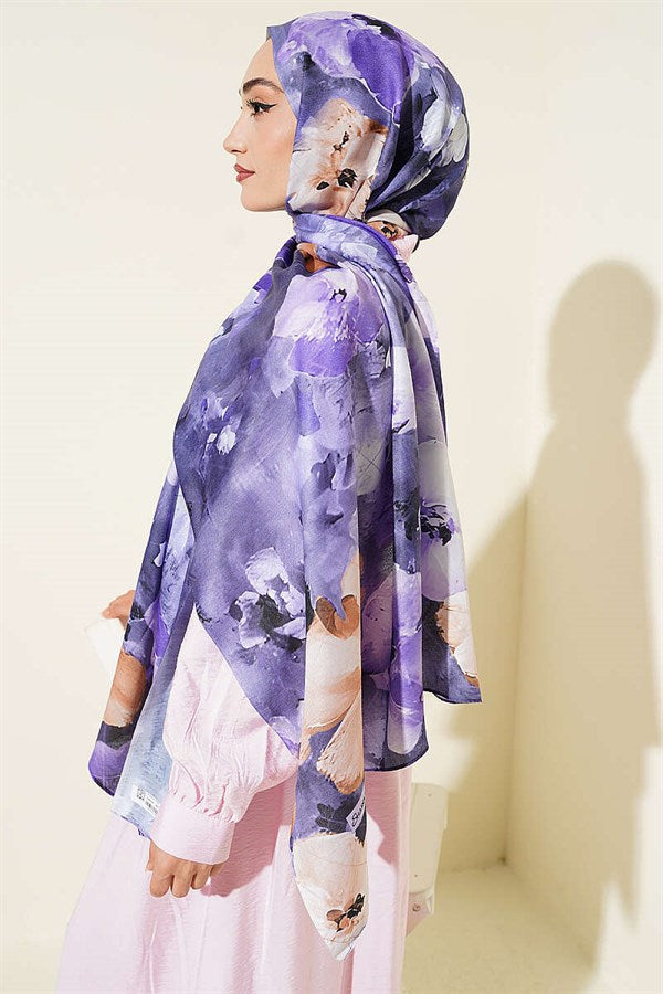 Floral Digital Pattern Scarf Purple