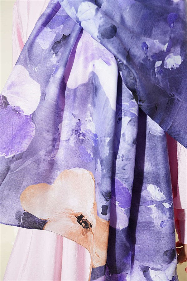 Floral Digital Pattern Scarf Purple