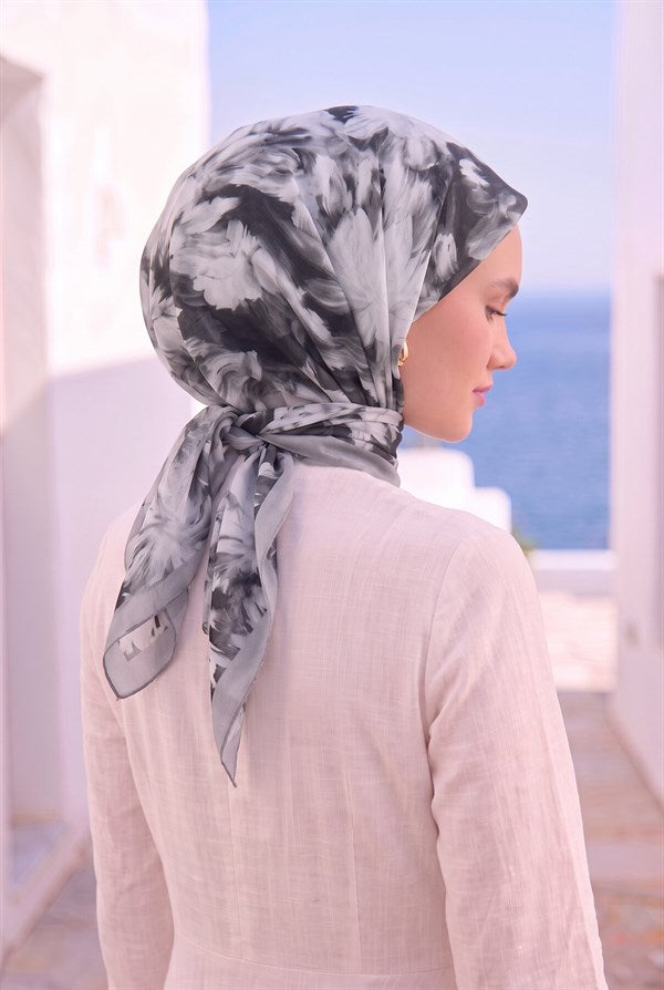 Floral Scarf Series Grey