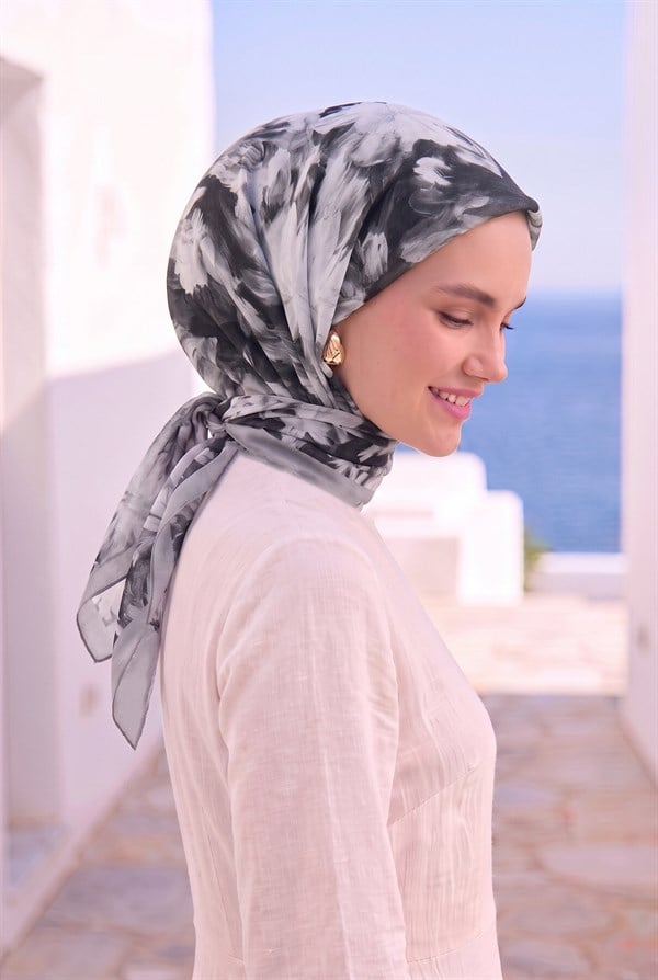 Floral Scarf Series Grey