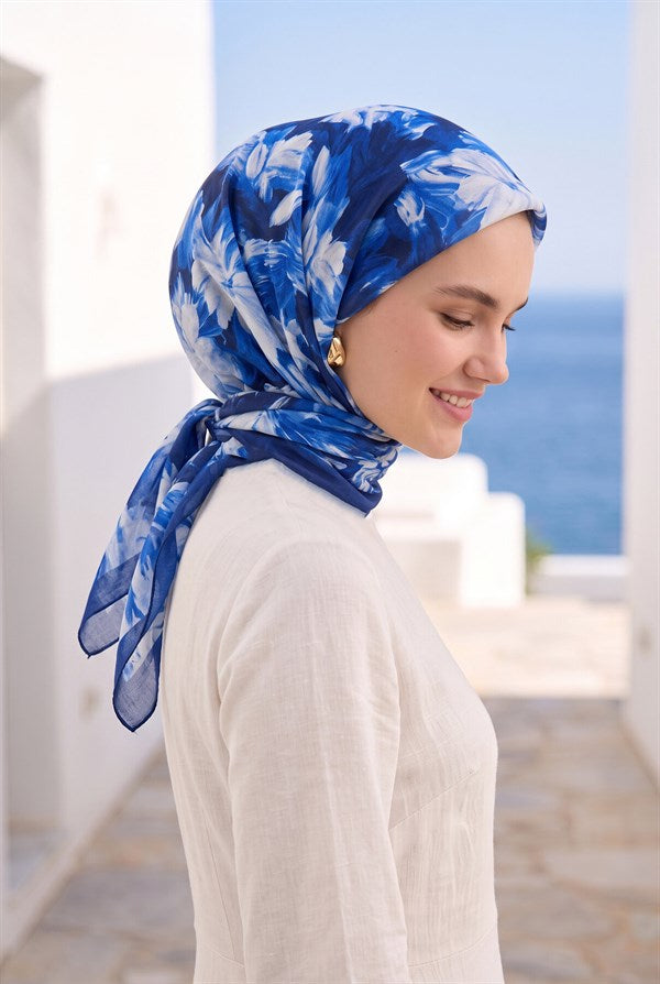 Floral Scarf Series Navy Blue