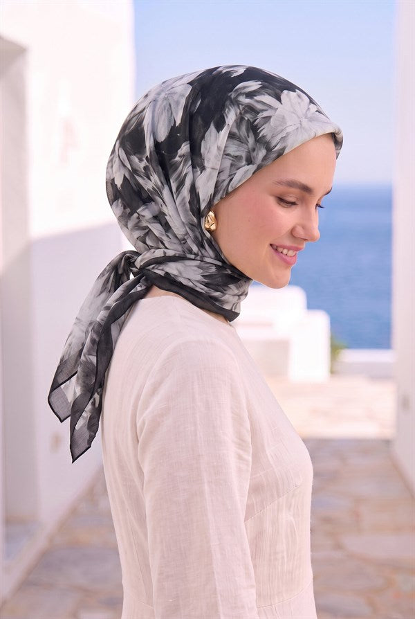 Floral Scarf Series Black