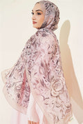 Floral Linen Scarf Beige