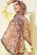 Floral Linen Scarf, Plum