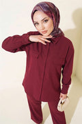 Double Pocket Basic 2 Piece Set in Burgundy