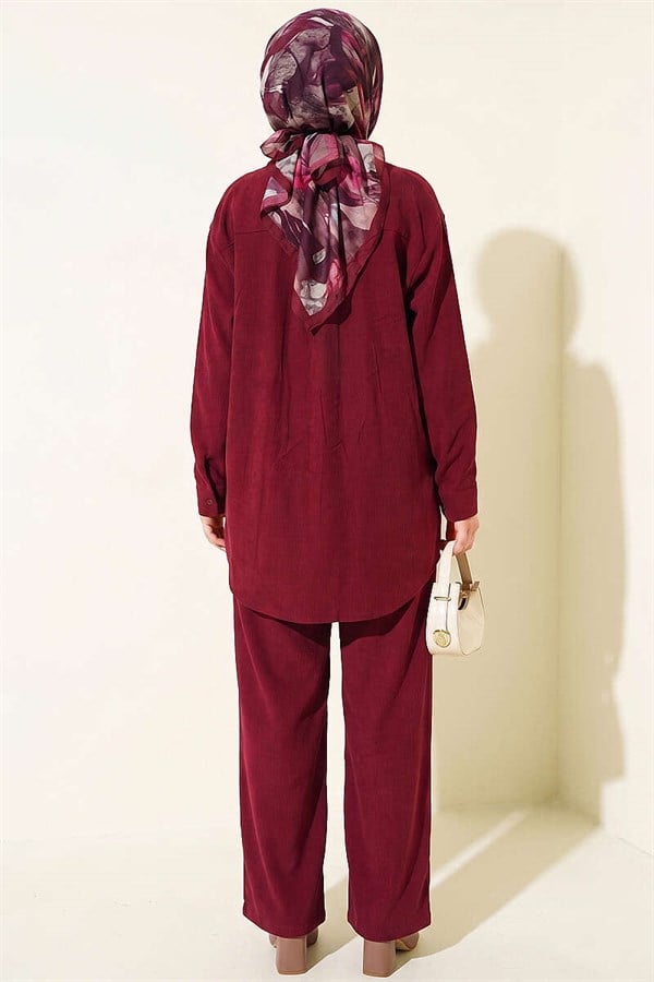 Double Pocket Basic 2 Piece Set in Burgundy