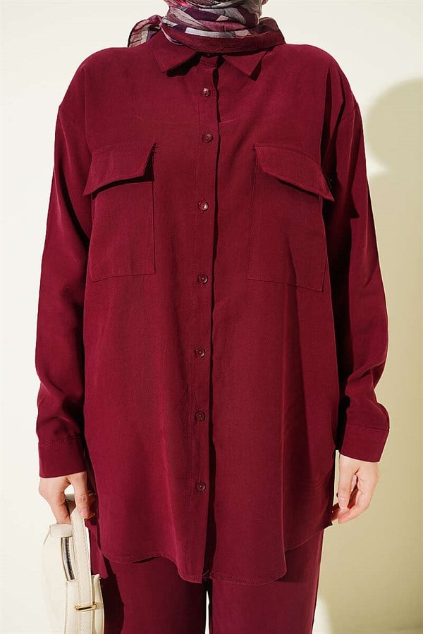 Double Pocket Basic 2 Piece Set in Burgundy