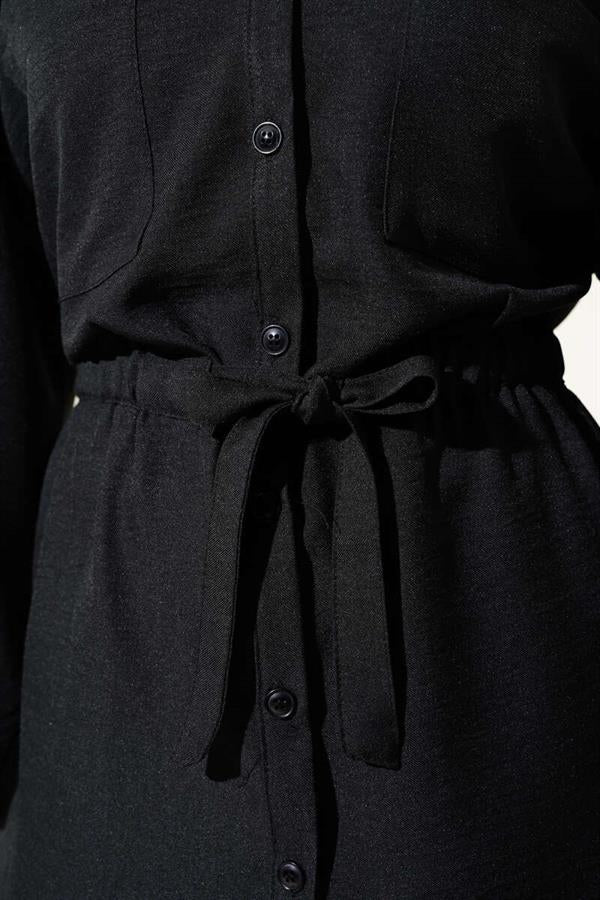 Double Pocket Waist Tie 2 Piece Set Black