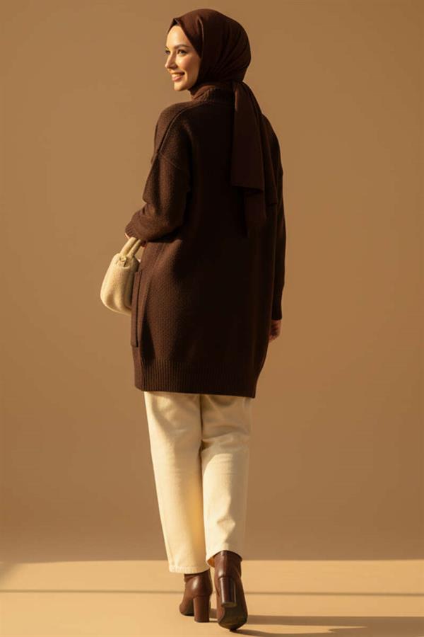 Double Pocket Buttoned Knitwear Cardigan Brown