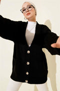 Double Pocket Buttoned Knitwear Cardigan Black