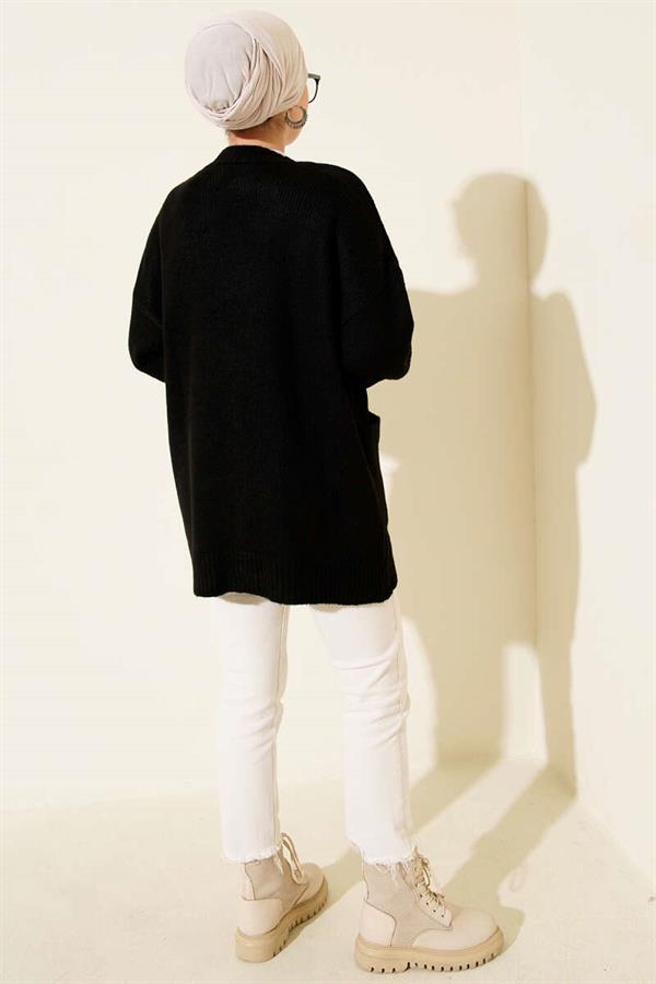Double Pocket Buttoned Knitwear Cardigan Black
