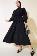 Double Pocket Double Skirt Set Black