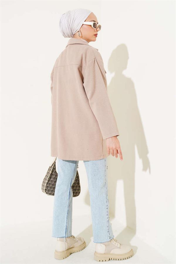 Double Pocket Cashmere Shirt Beige